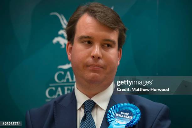 Former Conservative MP for Cardiff North Craig Williams looks on at the Sport Wales National Centre on June 9, 2017 in Cardiff, United Kingdom. After...