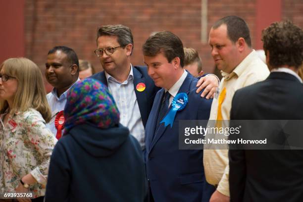 Former Conservative MP for Cardiff North Craig Williams pictured centre with other party members at the Sport Wales National Centre on June 9, 2017...