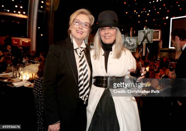 Actor Meryl Streep and honoree Diane Keaton onstage during American Film Institute's 45th Life Achievement Award Gala Tribute to Diane Keaton at...