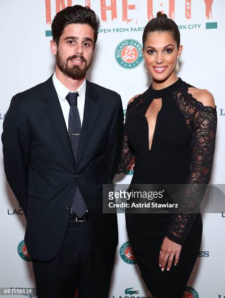 Lucas Dubourg and Miss Universe 2016, Iris Mittenaere attend the Roland-Garros reception at French Consulate on June 8, 2017 in New York City.