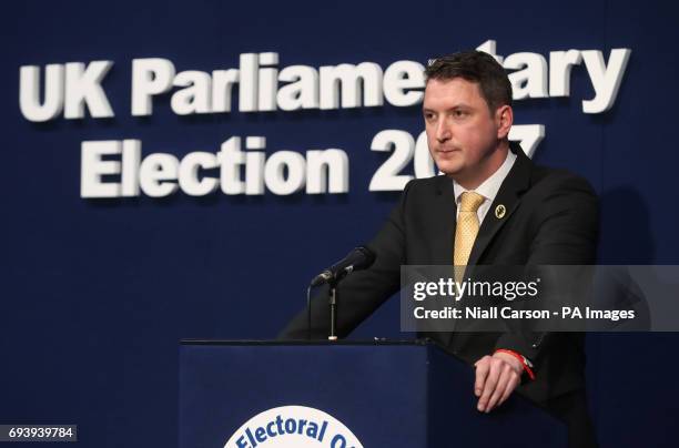 Sinn Fein's John Finucane at the Titanic exhibition centre in Belfast where counting is taking place in the 2017 General Election.