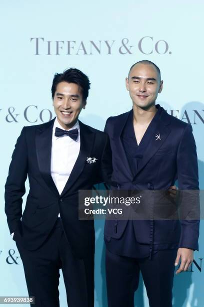 Actors Ethan Ruan and Mark Chao arrive at the red carpet of Tiffany & Co. Grand ceremony on June 8, 2017 in Beijing, China.