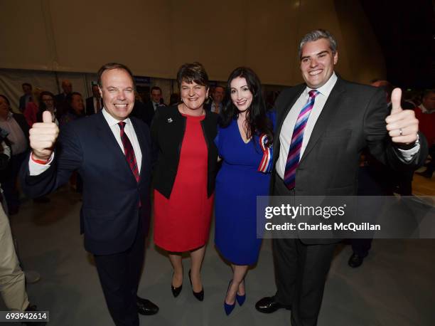 Leader Arlene Foster , DUP deputy leader and north Belfast candidate Nigel Dodds , Emma Little Pengelly DUP south Belfast candidate and Gavin...