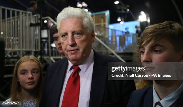 Candidate Alasdair McDonnell at the Titanic exhibition centre in Belfast where counting is taking place in the 2017 General Election.