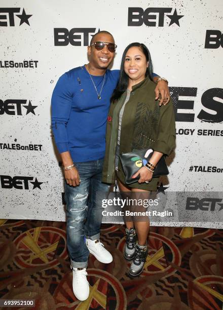Recording artist Ja Rule and wife Aisha Atkins attend the screening of BET's series "Tales" at AMC 34th Street on June 8, 2017 in New York City.