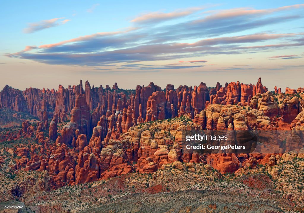 Vurige oven rotsformaties in het Arches National Park