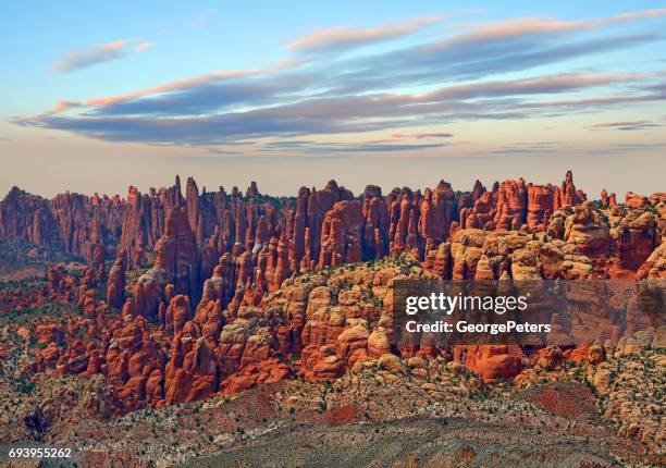 fiery furnace rock formations in arches national park - fiery furnace arches national park stock pictures, royalty-free photos & images