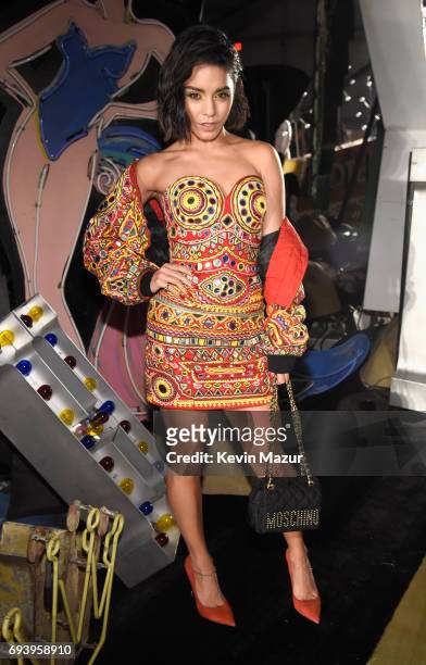 Actor Vanessa Hudgens attends Moschino Spring/Summer 18 Menswear and Women's Resort Collection at Milk Studios on June 8, 2017 in Hollywood,...