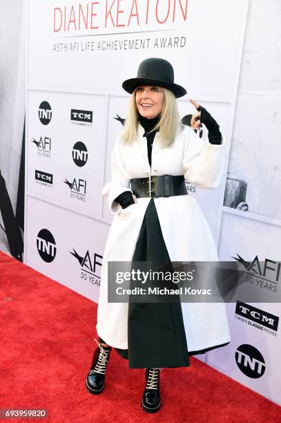 Honoree Diane Keaton arrives at the American Film Institute's 45th Life Achievement Award Gala Tribute to Diane Keaton at Dolby Theatre on June 8,...