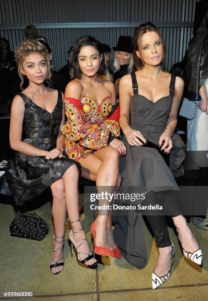 Actors Sarah Hyland, Vanessa Hudgens and Kate Beckinsale attend Moschino Spring/Summer 18 Menswear and Women's Resort Collection at Milk Studios on...