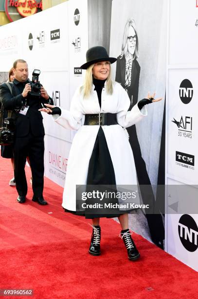 Honoree Diane Keaton arrives at American Film Institute's 45th Life Achievement Award Gala Tribute to Diane Keaton at Dolby Theatre on June 8, 2017...