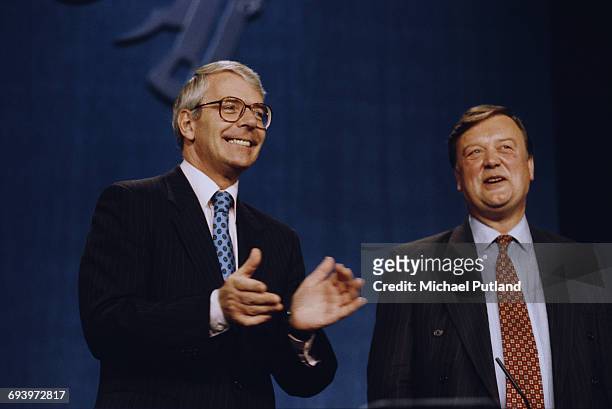 British Prime Minister John Major and Chancellor of the Exchequer, Kenneth Clarke at The Conservative Party Conference in Bournemouth, Dorset,...