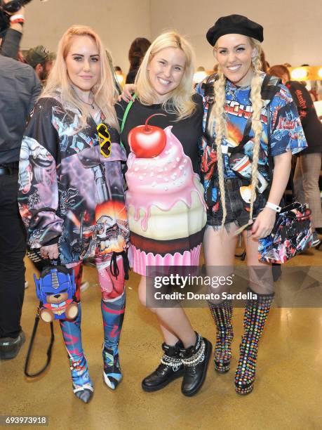 Cailli Beckerman, Chloe Beckermann and Sam Beckerman backstage at Moschino Spring/Summer 18 Menswear and Women's Resort Collection at Milk Studios on...