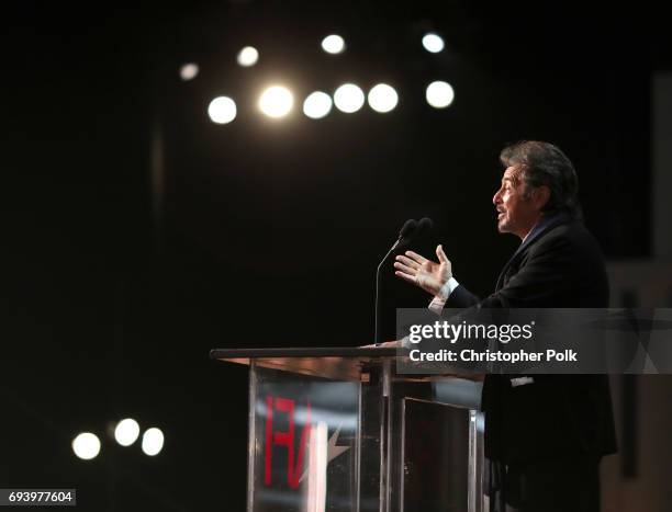 Actor/ Director Al Pacino speaks onstage during American Film Institute's 45th Life Achievement Award Gala Tribute to Diane Keaton at Dolby Theatre...