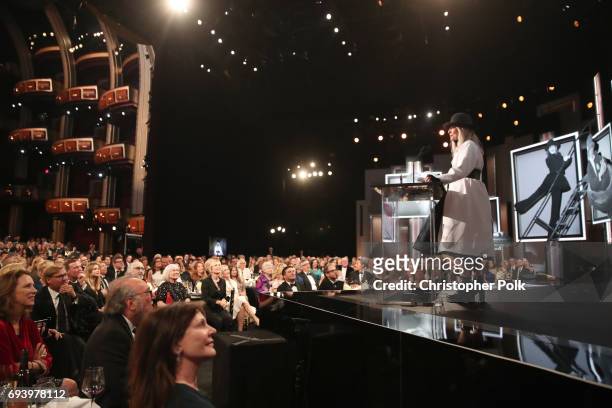 Honoree Diane Keaton speaks onstage during American Film Institute's 45th Life Achievement Award Gala Tribute to Diane Keaton at Dolby Theatre on...