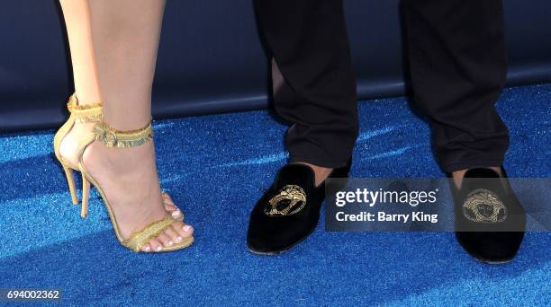Professional baseball player Franklin Gutierrez and guest , shoe detail, attend Los Angeles Dodgers Foundation's 3rd Annual Blue Diamond Gala at...