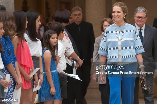 Princess Elena attends XXV Children and Youth Painting Contest at El Pardo Palace on June 8, 2017 in Madrid, Spain.