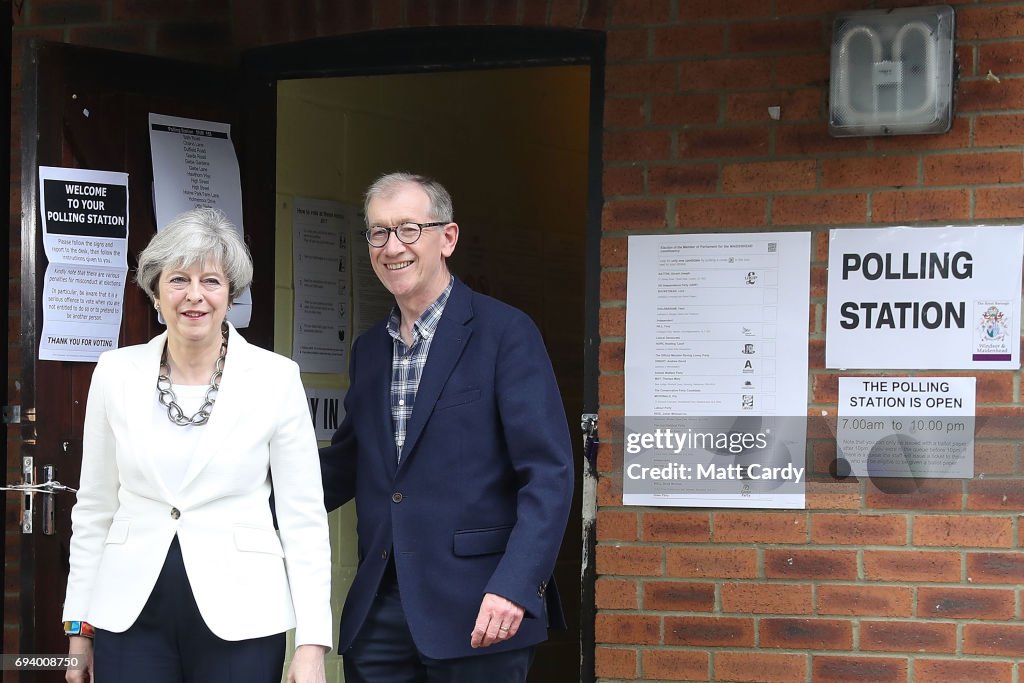 Leader Of The Conservative Party Theresa May Casts Her Vote In The 2017 General Election