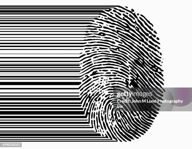 fingerprint bar code - studiofoto stock-grafiken, -clipart, -cartoons und -symbole