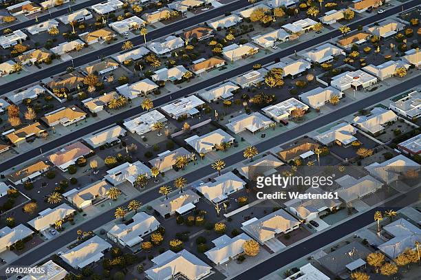 usa, arizona, aerial view of sun city retirement community - sun city arizona stock pictures, royalty-free photos & images