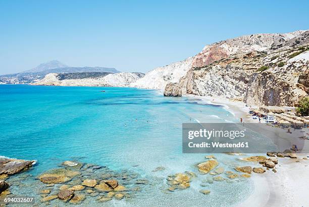 greece, milos, firiplaka beach - milos stock pictures, royalty-free photos & images