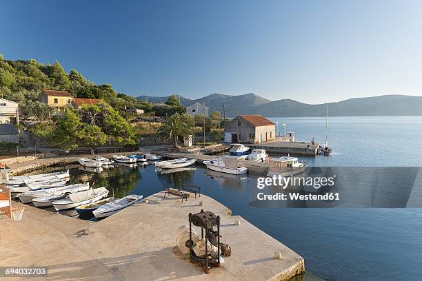 croatia, dalmatia, harbour of mala rava with view of dugi otok island - zadar stock pictures, royalty-free photos & images