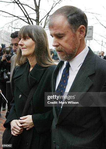 Marilyn Walker and Frank Lindh, parents of American Taliban fighter John Walker Lindh, leave the Albert V. Bryan Courthouse January 24, 2002 after...