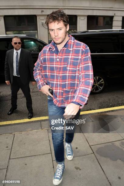 Sam Claflin sighting at BBC Radio 2 on June 9, 2017 in London, England.