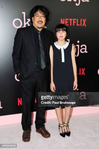 Bong Joon Ho and Ahn Seo-hyun attend Netflix hosts the New York Premiere of "Okja" at AMC Lincoln Square Theater on June 8, 2017 in New York City.