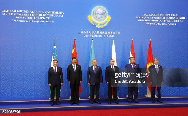Uzbekistan's President Shavkat Mirziyoyev , China's President Xi Jinping , Kazakhstan's President Nursultan Nazarbayev , Russia's President Vladimir...