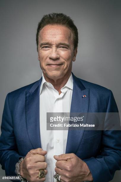 Actor Arnold Schwarzenegger is photographed for the Hollywood Reporter on May 20, 2017 in Cannes, France.