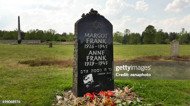 tombstone of anne and margot frank - anne frank photos stock pictures, royalty-free photos & images