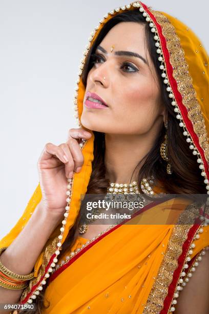 beautiful indian woman - sari isolated stock pictures, royalty-free photos & images