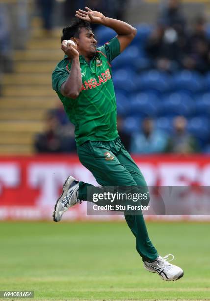 Bangladesh bowler Rubel Hossain in action during the ICC Champions Trophy match between New Zealand and Bangladesh at SWALEC Stadium on June 9, 2017...