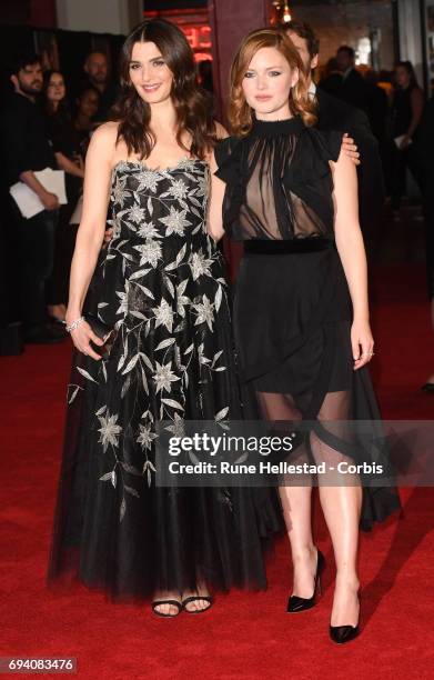 Rachel Weisz and Holliday Grainger attend the World Premiere of "My Cousin Rachel" at Picturehouse Central on June 07, 2017 in London, England.