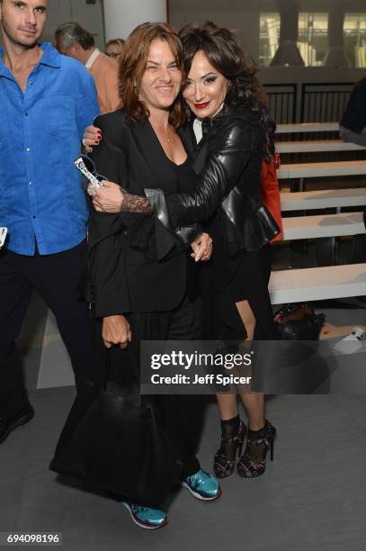 Tracey Emin and Nancy Dell'Olio attend the Berthold show during London Fashion Week Men's June 2017 collections on June 9, 2017 in London, England.