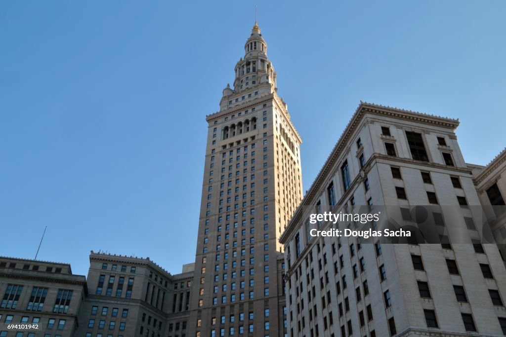 Historical Terminal Tower office skyscraper, Cleveland, Ohio, USA