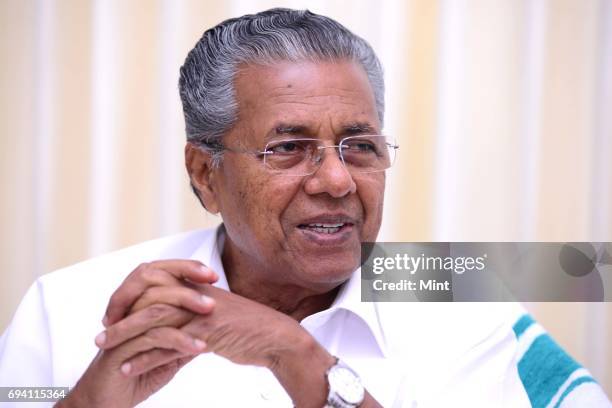 Chief Minister of Kerala Pinarayi Vijayan photographed in Delhis Kerala house.