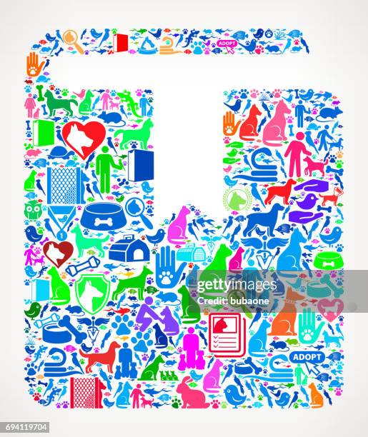 bookmark pets and animals vector icon background - multiple pets stock illustrations