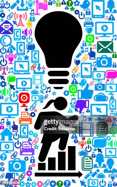 woman and bar graph technology web vector background pattern - recording in progress stock illustrations