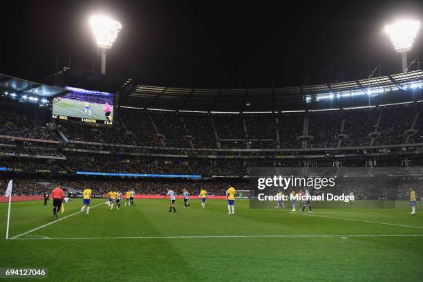 General view is seen during the Brasil Global Tour match between Brazil and Argentina at Melbourne Cricket Ground on June 9, 2017 in Melbourne,...