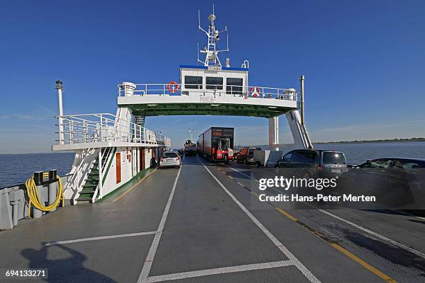 elbe ferry glückstadt-wischhafen, germany - car ferry stock pictures, royalty-free photos & images