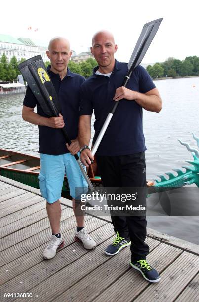 Andreas Brucker and Stefan Schnoor attend the Michael Stich Foundation Presents Dragon Boat Cup on June 9, 2017 in Hamburg, Germany.