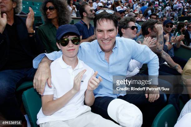 Actor Thomas Gibson and his son Travis Carter Gibson attend the 2017 French Tennis Open - Day Thirteen at Roland Garros on June 9, 2017 in Paris,...