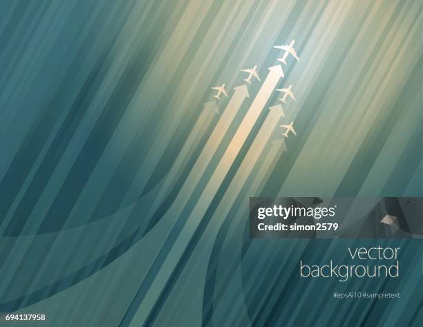 airliner in action on green color background - aerospace abstract stock illustrations