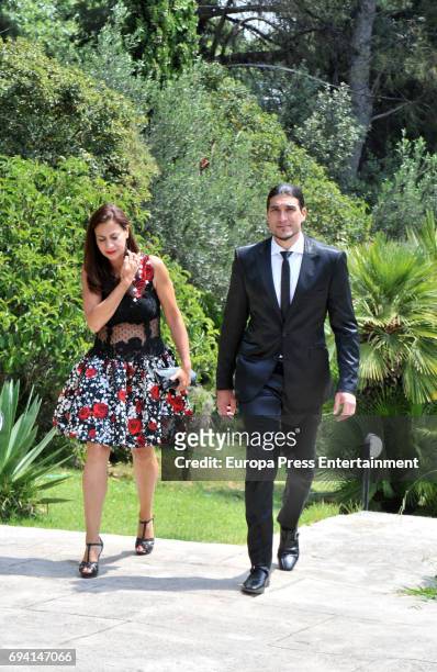 Jose Manuel Pinto and Elena Gross attend the wedding of the goalkeeper Victor Valdes and Yolanda Cardona on June 9, 2017 in Barcelona, Spain.