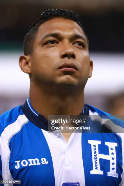 Emilio Izaguirre of Honduras looks on prior the match between Mexico and Honduras as part of the FIFA 2018 World Cup Qualifiers at Azteca Stadium on...