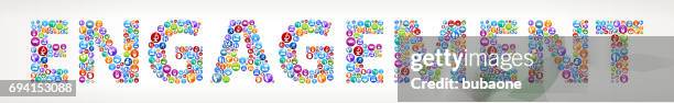 engagement future and futuristic technology vector buttons - school icon collage stock illustrations