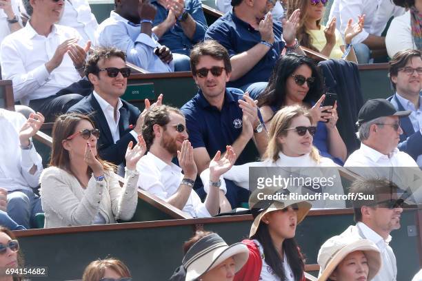 Natalia Vodianova and General manager of Berluti Antoine Arnault attend the 2017 French Tennis Open - Day Thirteen at Roland Garros on June 9, 2017...