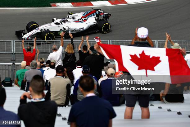 Lance Stroll of Canada driving the Williams Martini Racing Williams FW40 Mercedes on track during practice for the Canadian Formula One Grand Prix at...